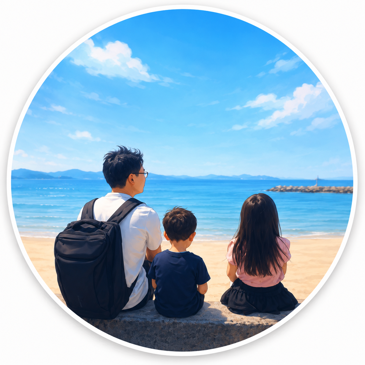 海を眺める家族のプロフィール画像